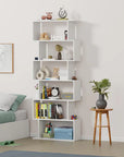 Lukzer S-Shaped 6-Tier Bookshelf – Decorative & Storage Rack Black