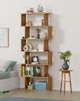 Lukzer S-Shaped 6-Tier Bookshelf – Decorative & Storage Rack Black
