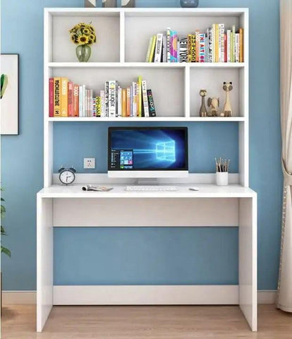 Lukzer Home Office Computer Desk with Bookshelf – ST-008 (Engineered Wood, Oak Brown/White/Wenge)