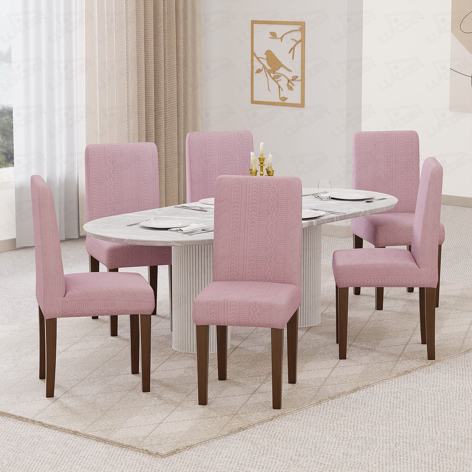 Jacquard Chair Covers (Pastel Zigzag Pattern)