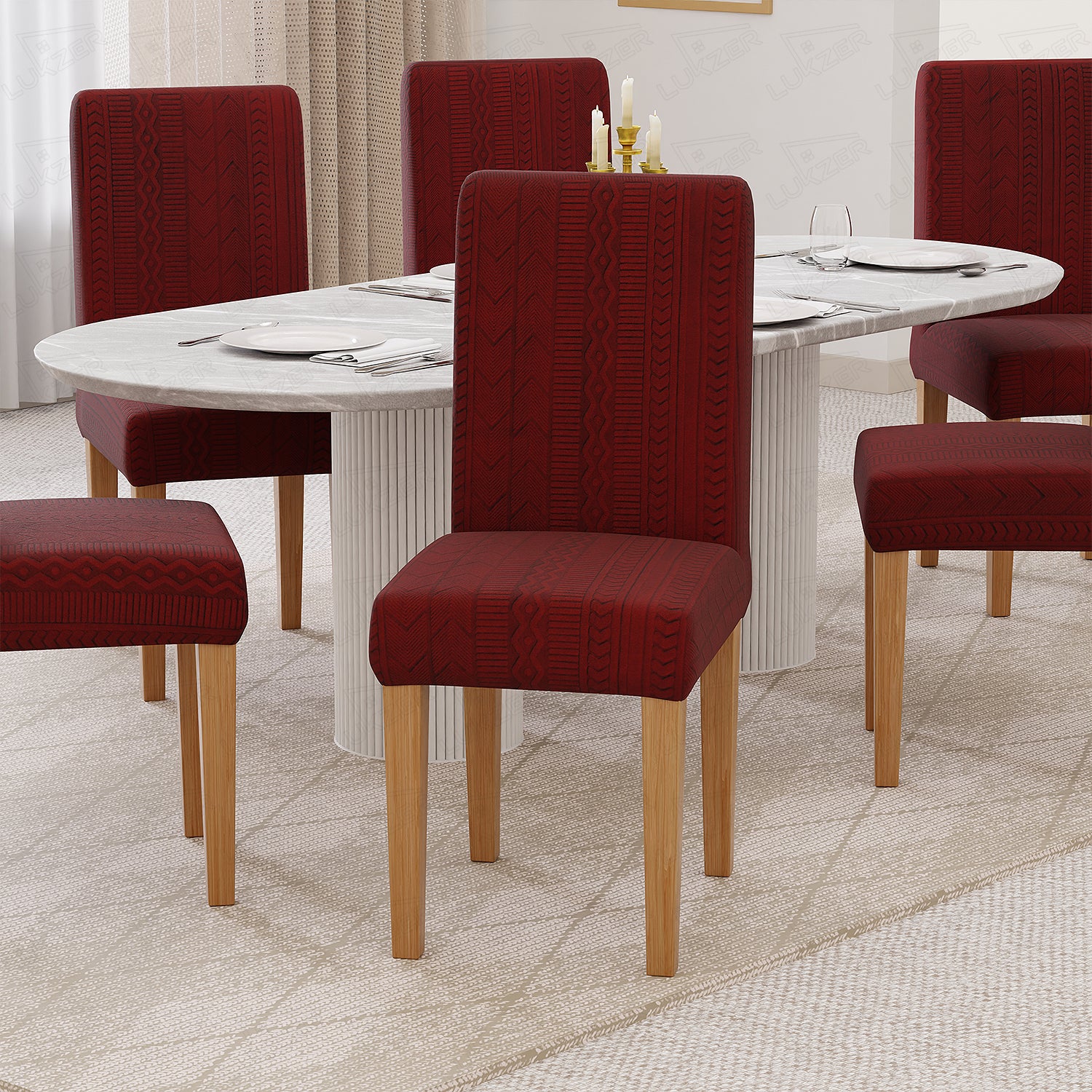 Jacquard Chair Covers (Pastel Zigzag Pattern)