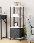 Lukzer Multipurpose Storage Rack – Metal Frame with Fabric Drawers (White/Oak Brown/Wenge, Model: MR-024)