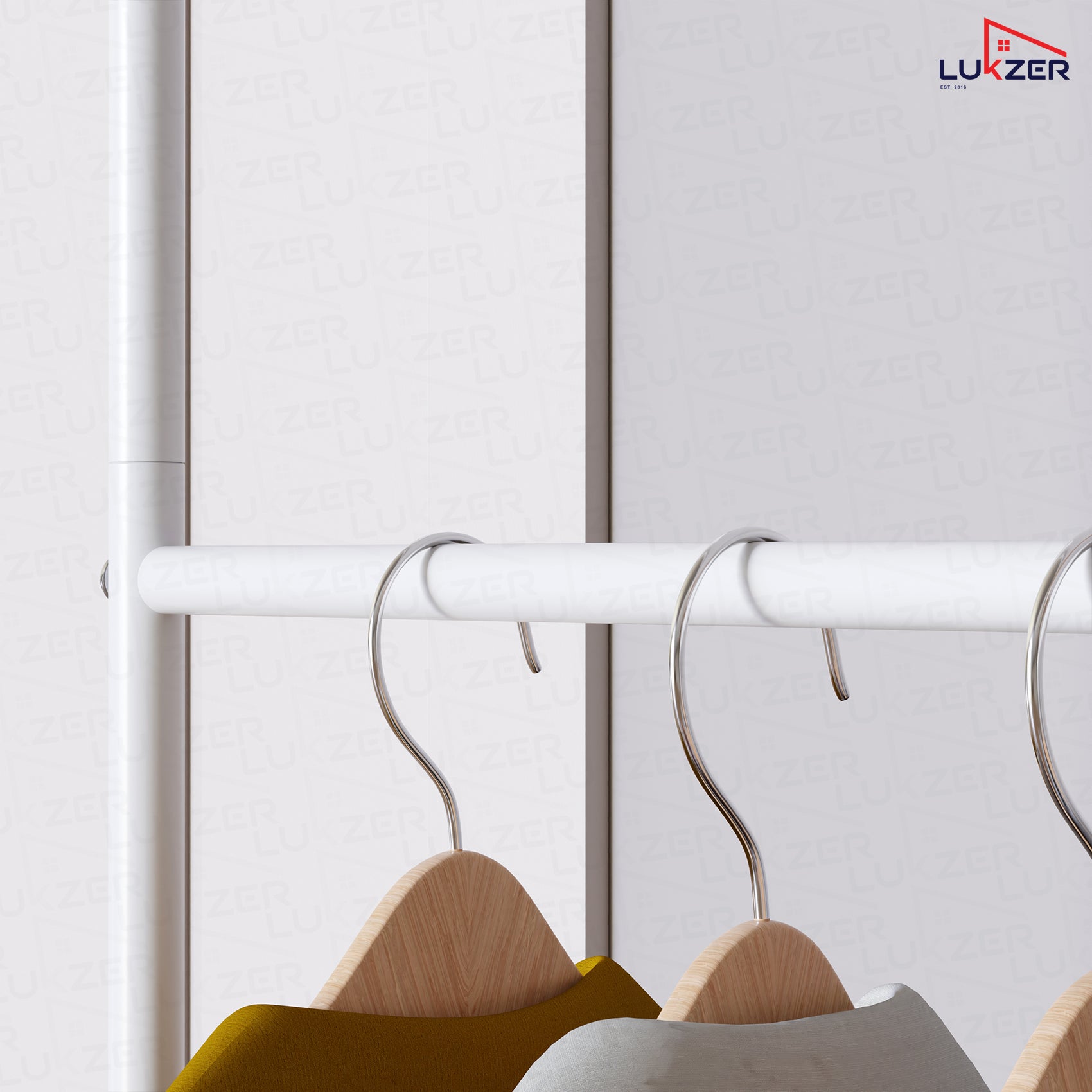 Lukzer Multi-Purpose Metal Garment Stand with Multi-Level Hanging Bars – 145x109x40cm (Black/Gold/White, Model: MGS-005)