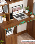 Lukzer Home Office Computer Desk with Bookshelf – ST-009 (Engineered Wood, Oak Brown/White/Wenge)