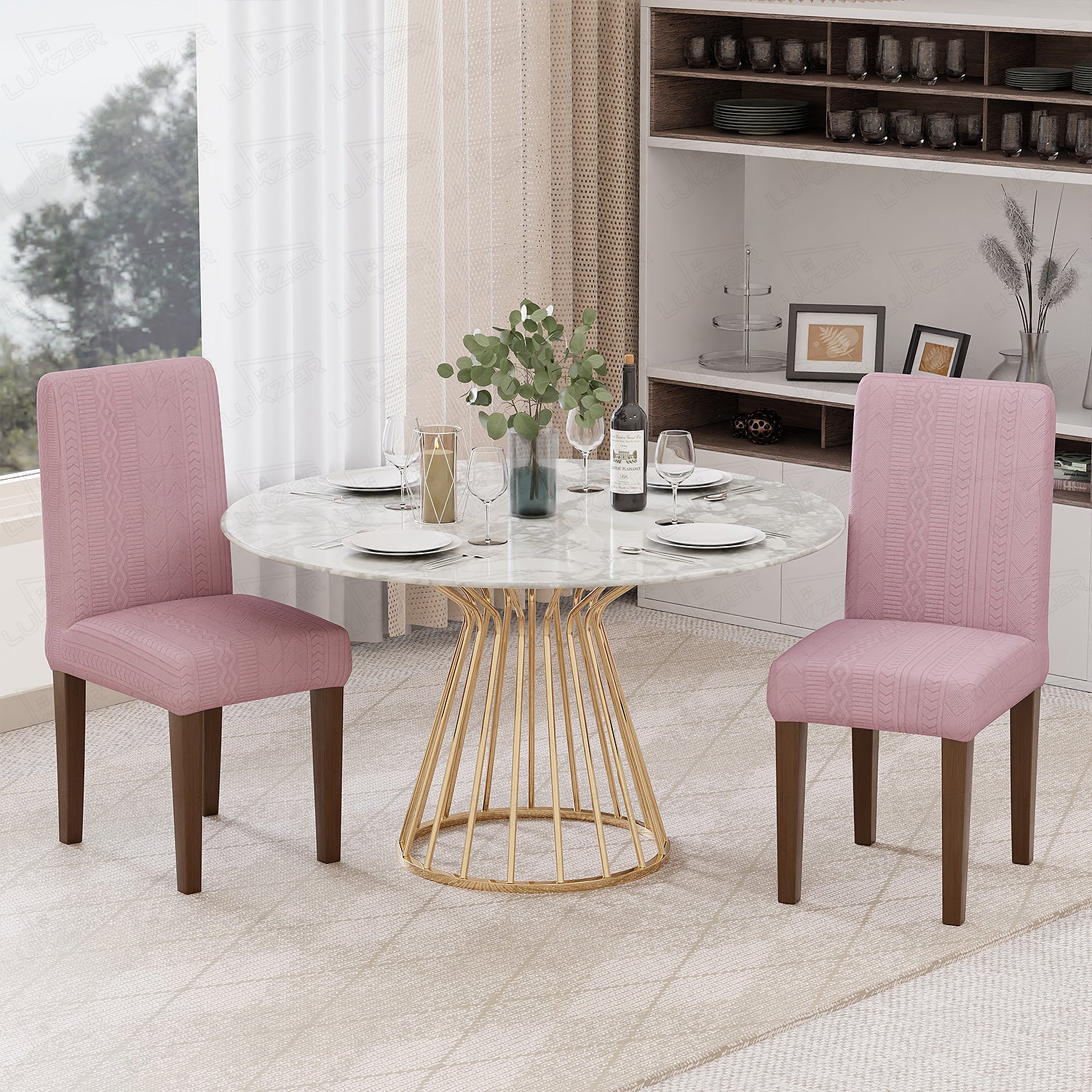 Jacquard Chair Covers (Pastel Zigzag Pattern)