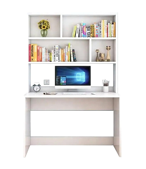 Lukzer Home Office Computer Desk with Bookshelf – ST-008 (Engineered Wood, Oak Brown/White/Wenge)