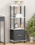 Lukzer Multipurpose Storage Rack – Metal Frame with Fabric Drawers (White/Oak Brown/Wenge, Model: MR-024)