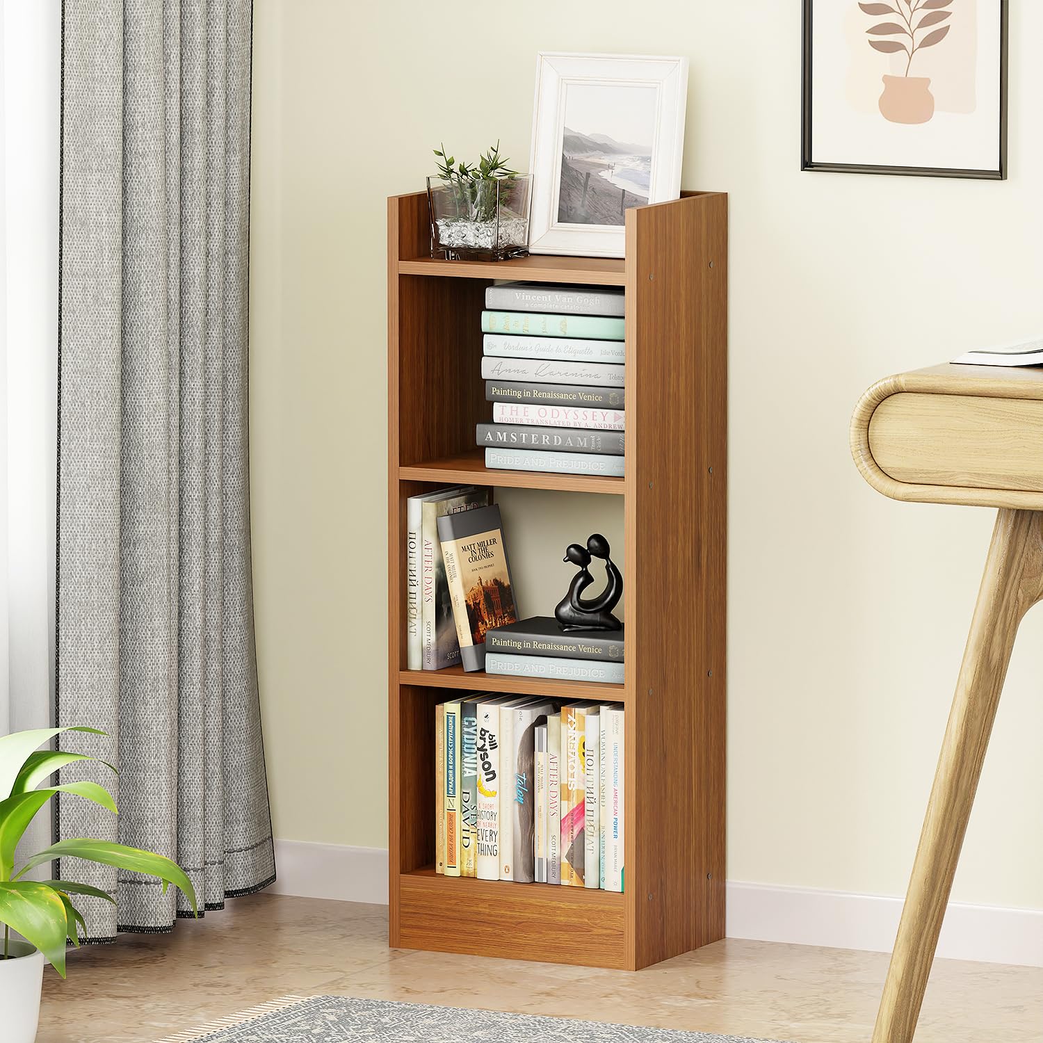 Lukzer 3-Layer Engineered Wood Multipurpose Rack &amp; Bookshelf – Light Oak, Oak, Brown, White, Wenge (MR-010, 90x33x24 cm)