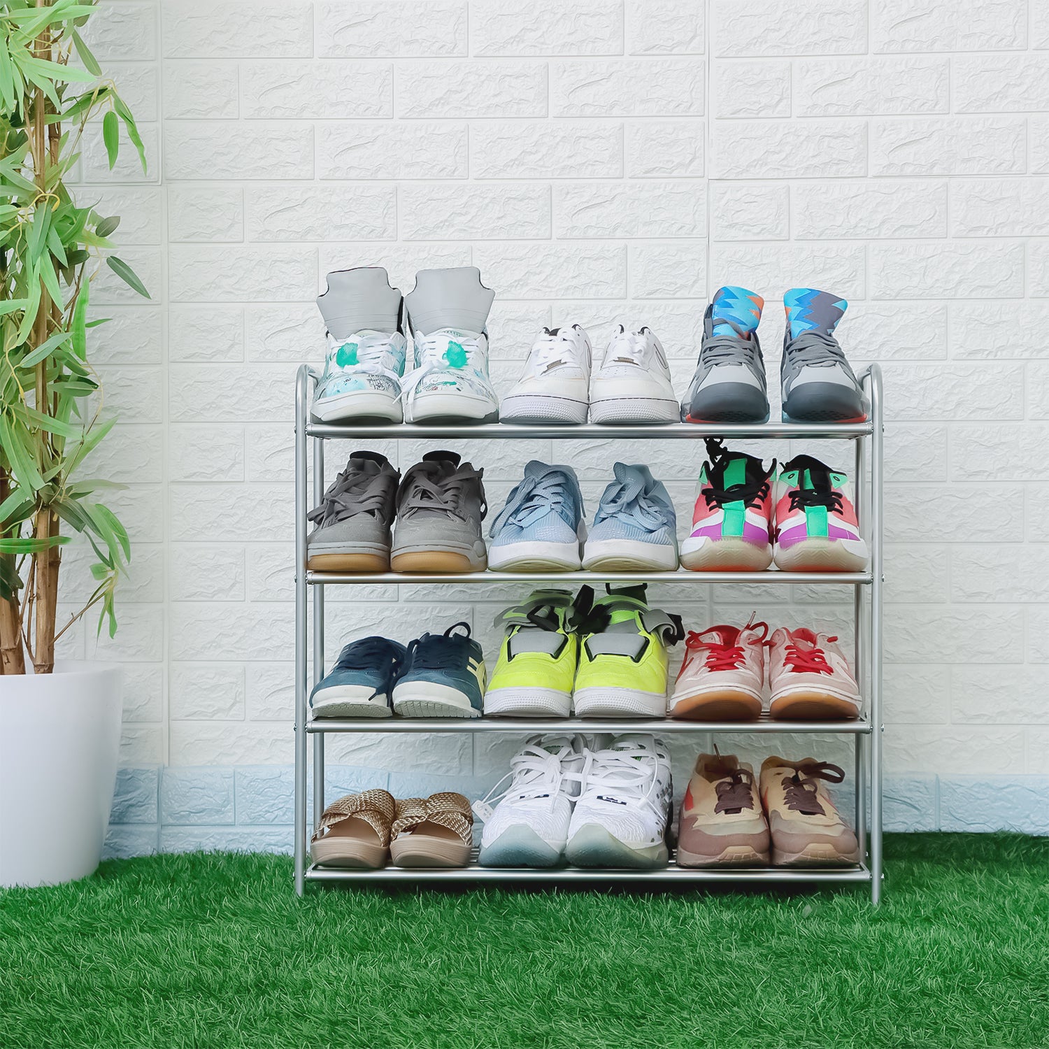 Lukzer Metal Shoe Rack &amp; Open Display Shelf – Durable Storage Organizer