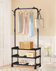 Lukzer Metal Garment Stand with 2 & 3 Bottom Shelves – Durable Clothing Organizer (Black/White)