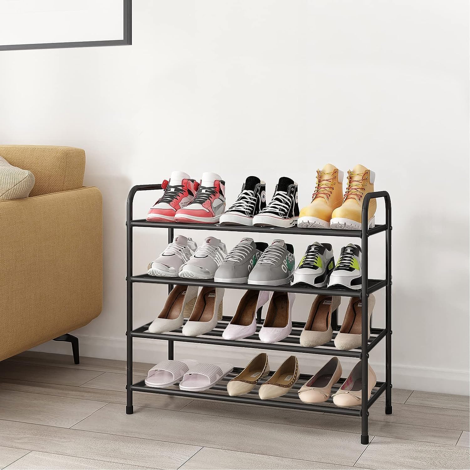 Lukzer Metal Shoe Rack &amp; Open Display Shelf – Durable Storage Organizer