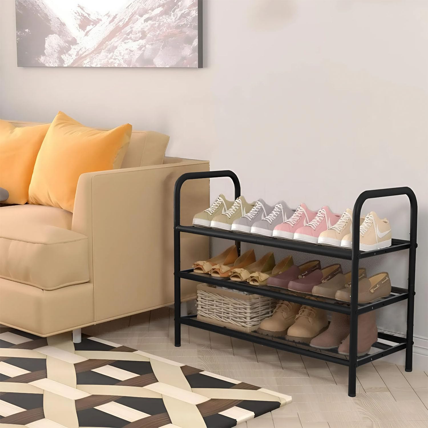 Lukzer Metal Shoe Rack &amp; Open Display Shelf – Durable Storage Organizer