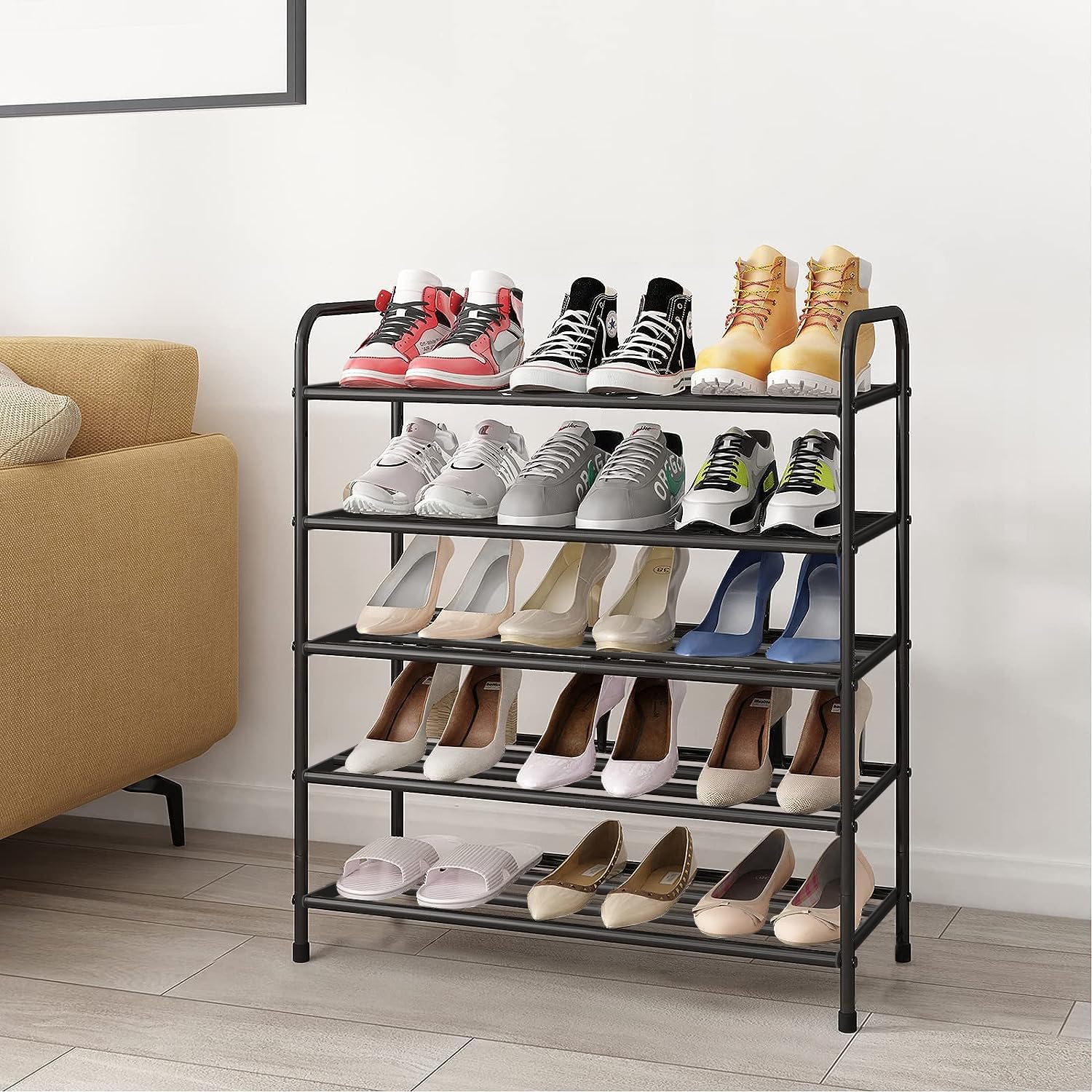 Lukzer Metal Shoe Rack &amp; Open Display Shelf – Durable Storage Organizer