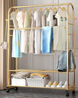 Lukzer Multifunctional Metal Garment Rack – A-Shape, 35x120x168cm (Gold/Black/White)