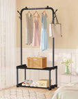 Lukzer Metal Garment Stand with 2 & 3 Bottom Shelves – Durable Clothing Organizer (Black/White)