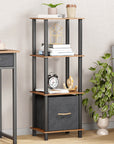 Lukzer Multipurpose Storage Rack – Metal Frame with Fabric Drawers (White/Oak Brown/Wenge, Model: MR-024)
