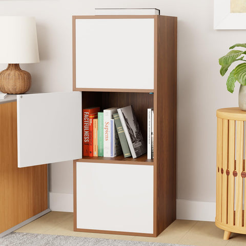 Lukzer 3-Layer Open Bookshelf & Display Rack – Engineered Wood, Oak, Brown & Wenge (MR-017)