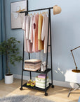 Lukzer A-Shape Garment Rack with 2 Bottom Shelves – Black & White (AS-02)