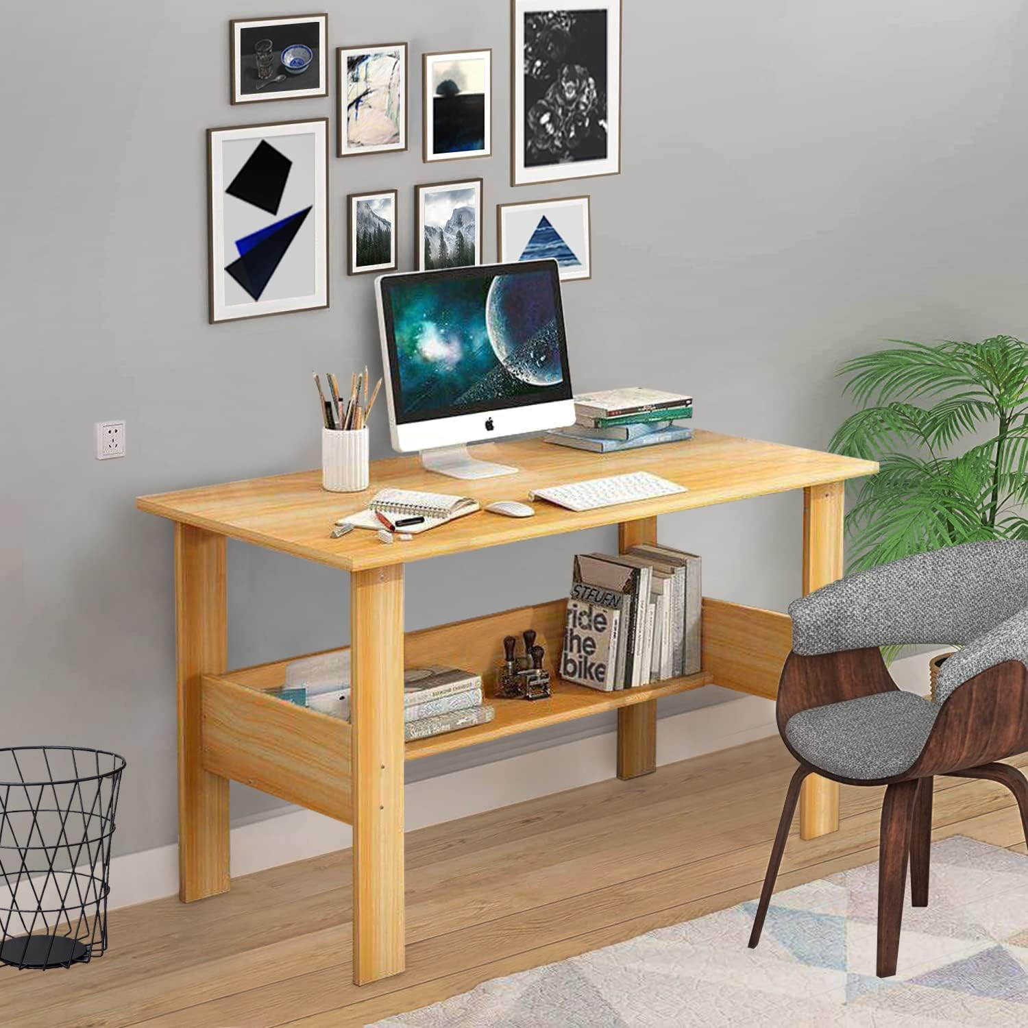 Lukzer Space-Saving Computer Table with Shelf – Modern Design, 7 Colors (ST-004)