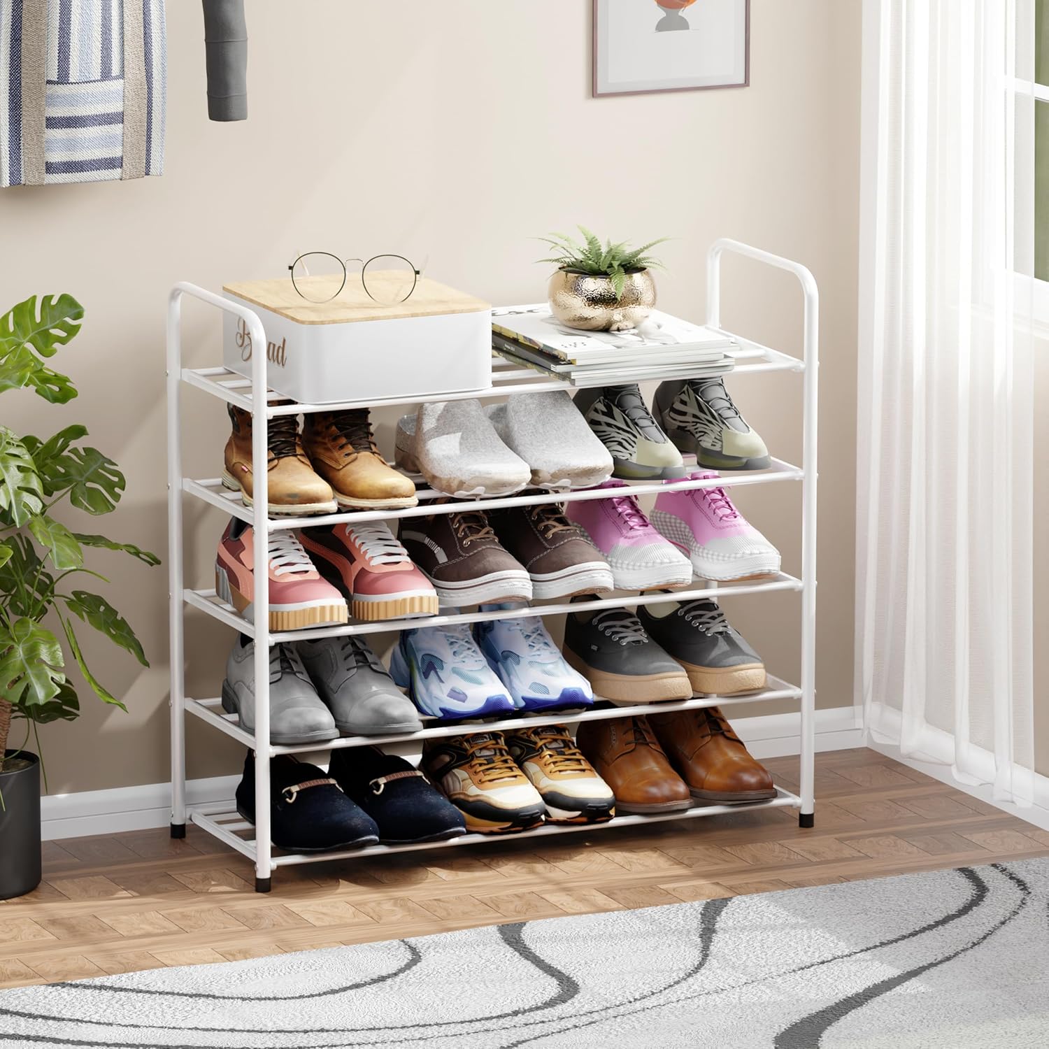 Lukzer Metal Shoe Rack &amp; Open Display Shelf – Durable Storage Organizer