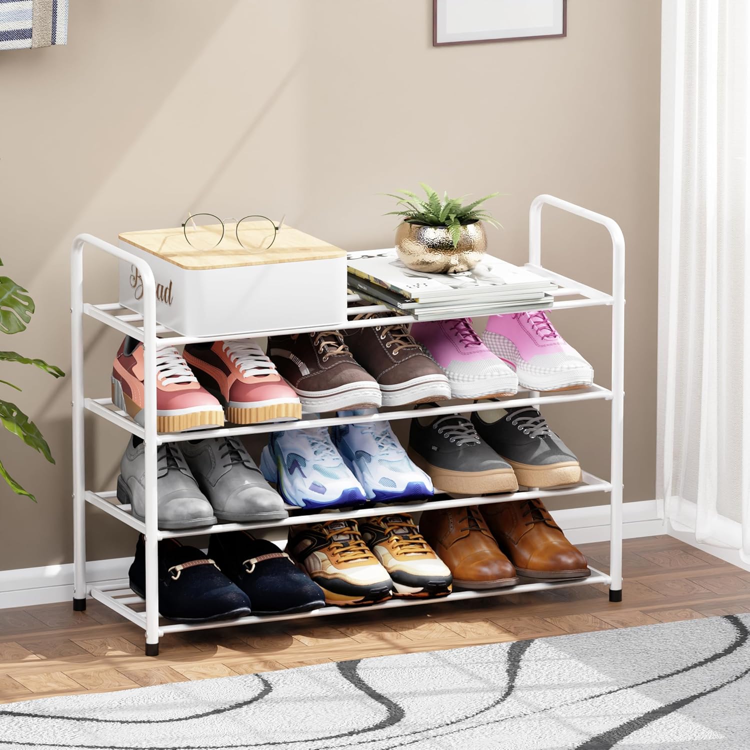 Lukzer Metal Shoe Rack &amp; Open Display Shelf – Durable Storage Organizer