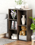 Lukzer Engineered Wood 5-Compartment Bookshelf (MR-026) | Open Display Rack in White, Wenge & Oak Brown