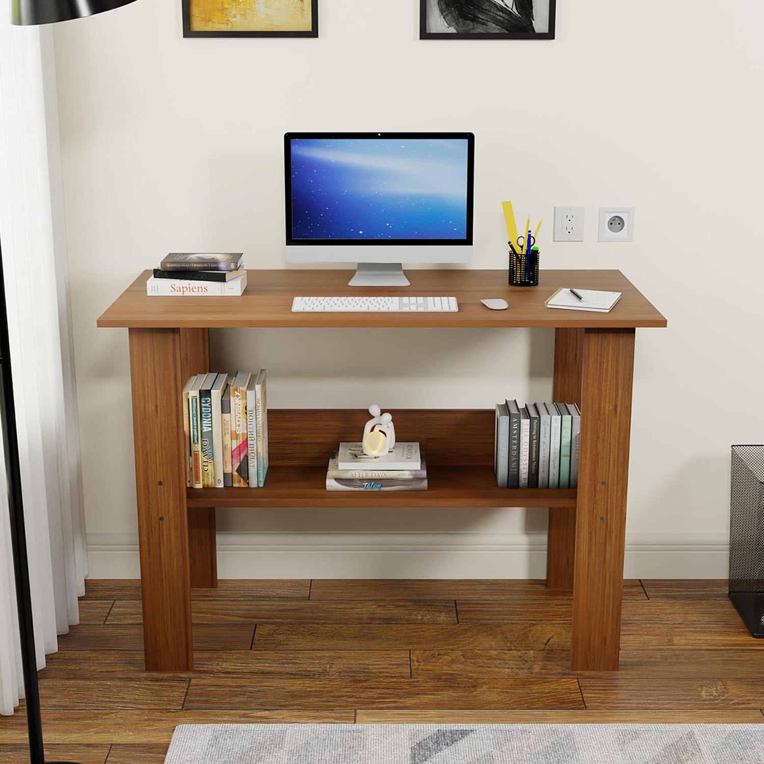 Lukzer Space-Saving Computer Table with Shelf – Modern Design, 7 Colors (ST-004)