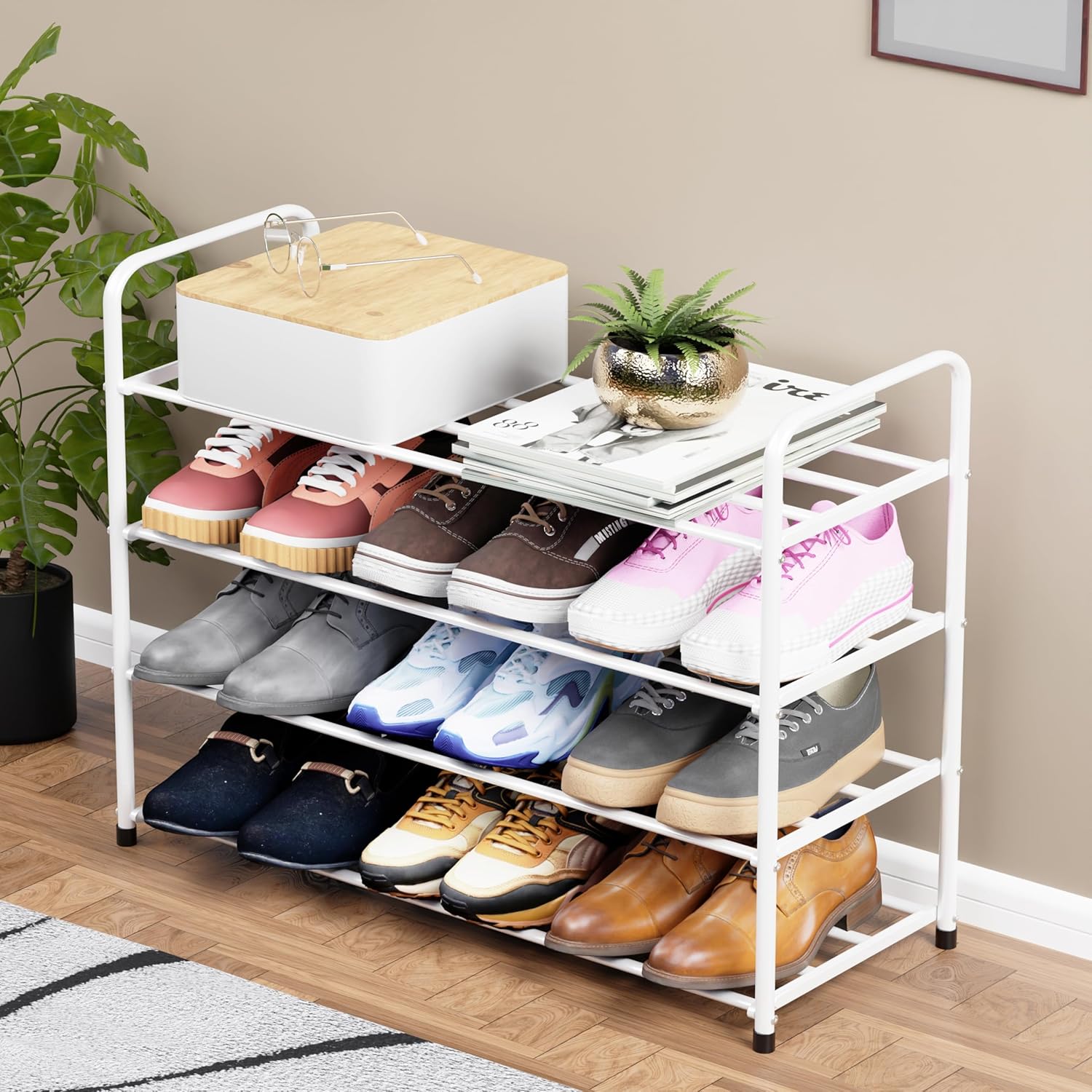 Lukzer Metal Shoe Rack &amp; Open Display Shelf – Durable Storage Organizer