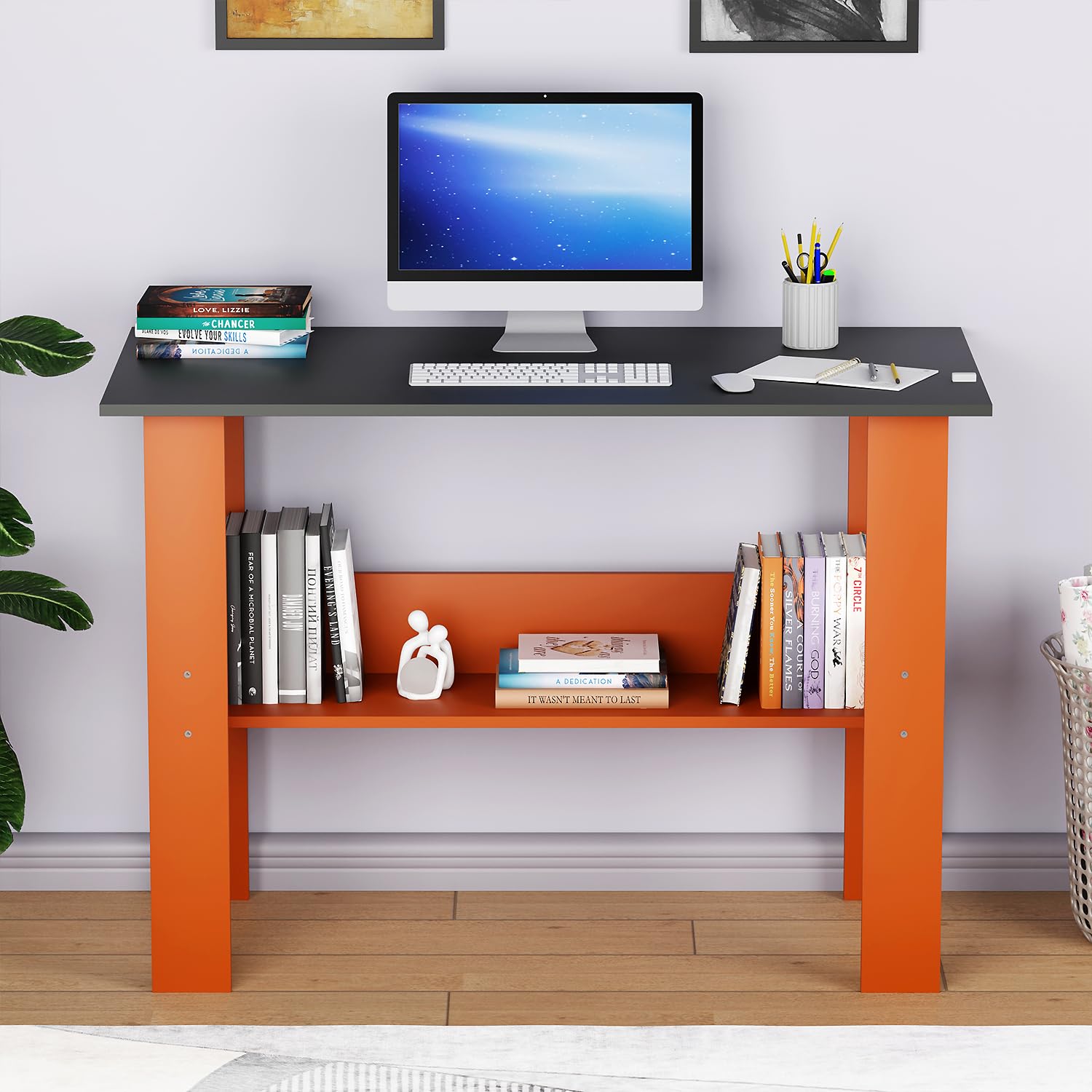 Lukzer Space-Saving Computer Table with Shelf – Modern Design, 7 Colors (ST-004)