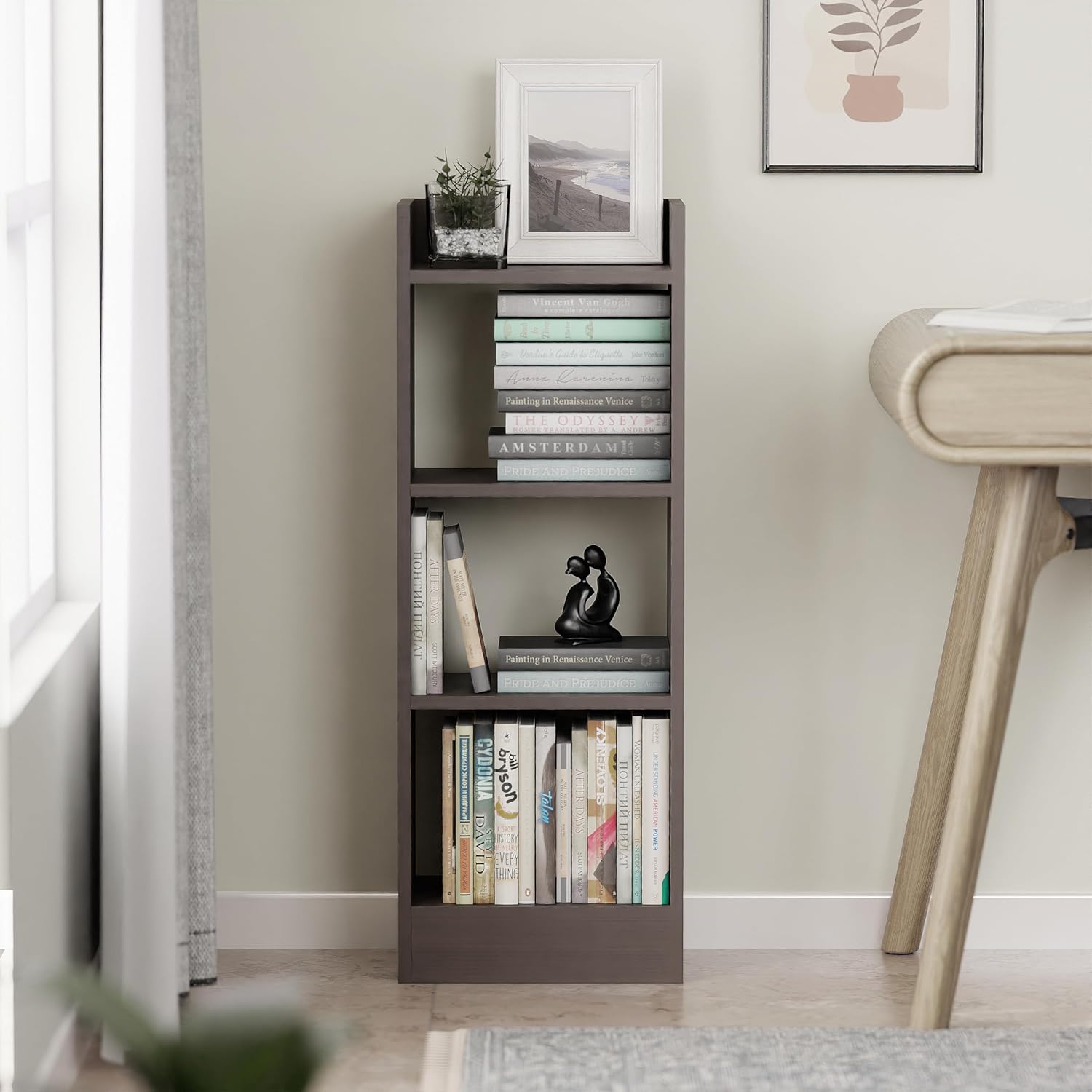 Lukzer 3-Layer Engineered Wood Multipurpose Rack &amp; Bookshelf – Light Oak, Oak, Brown, White, Wenge (MR-010, 90x33x24 cm)