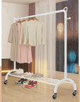 Lukzer Multi-Functional Cloth Rack Stand with Bottom Shelves & Wheels – Cat Ear Design (148x120x38cm, Black/Gold/White)