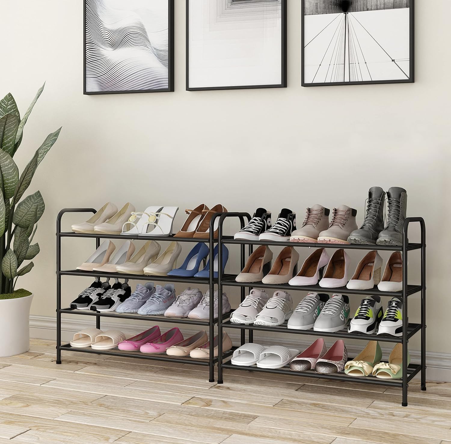 Lukzer Metal Shoe Rack &amp; Open Display Shelf – Durable Storage Organizer