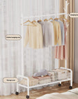 Lukzer Compact Garment Stand – 90cm, Mesh Design, Bottom Shelf (White/Gold/Black)