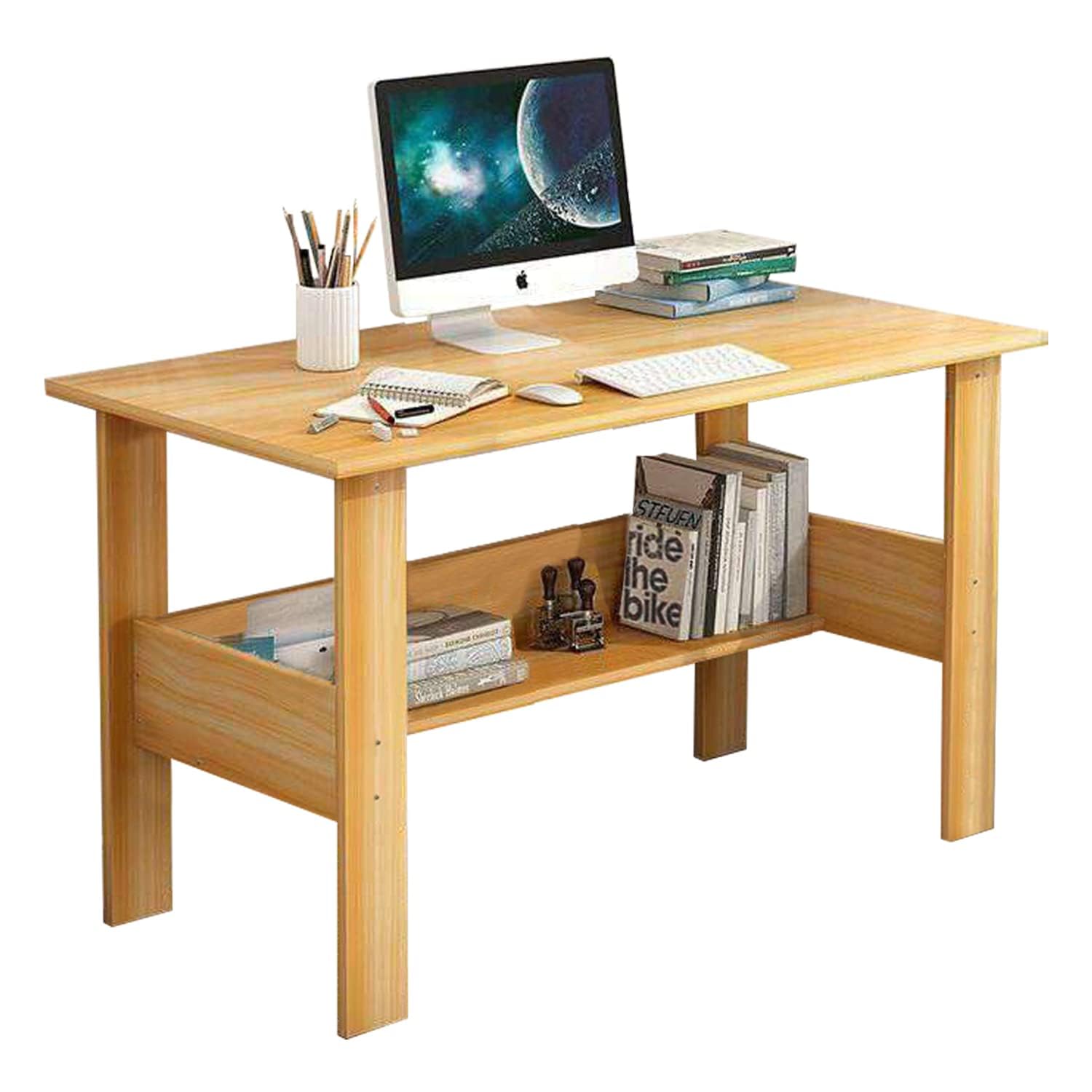 Lukzer Space-Saving Computer Table with Shelf – Modern Design, 7 Colors (ST-004)