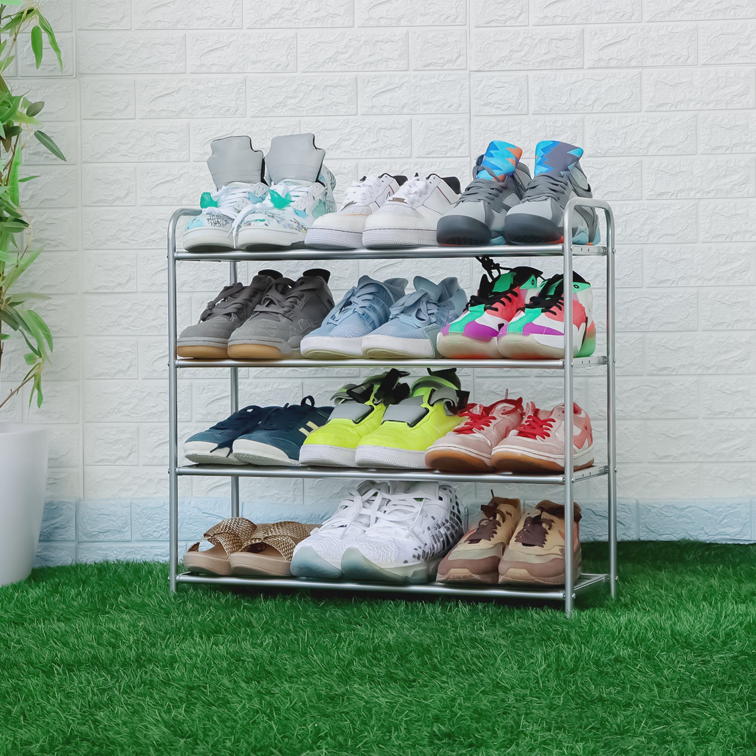 Lukzer Metal Shoe Rack &amp; Open Display Shelf – Durable Storage Organizer