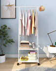 Lukzer A-Shape Garment Rack with 2 Bottom Shelves – Black & White (AS-02)