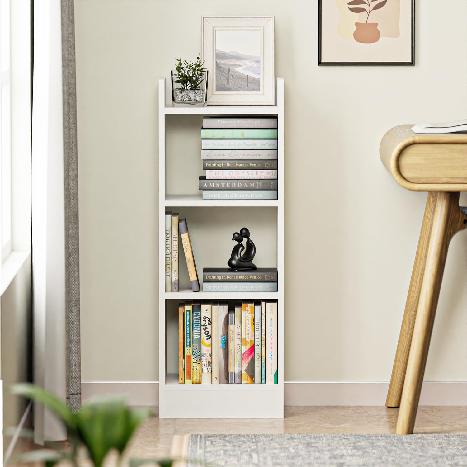 Lukzer 3-Layer Engineered Wood Multipurpose Rack &amp; Bookshelf – Light Oak, Oak, Brown, White, Wenge (MR-010, 90x33x24 cm)