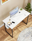 Lukzer Metal Frame Computer Desk – Engineered Wood Top (White Frame/Oak Brown Board, Black Frame/White Board) (Model: STM-005)