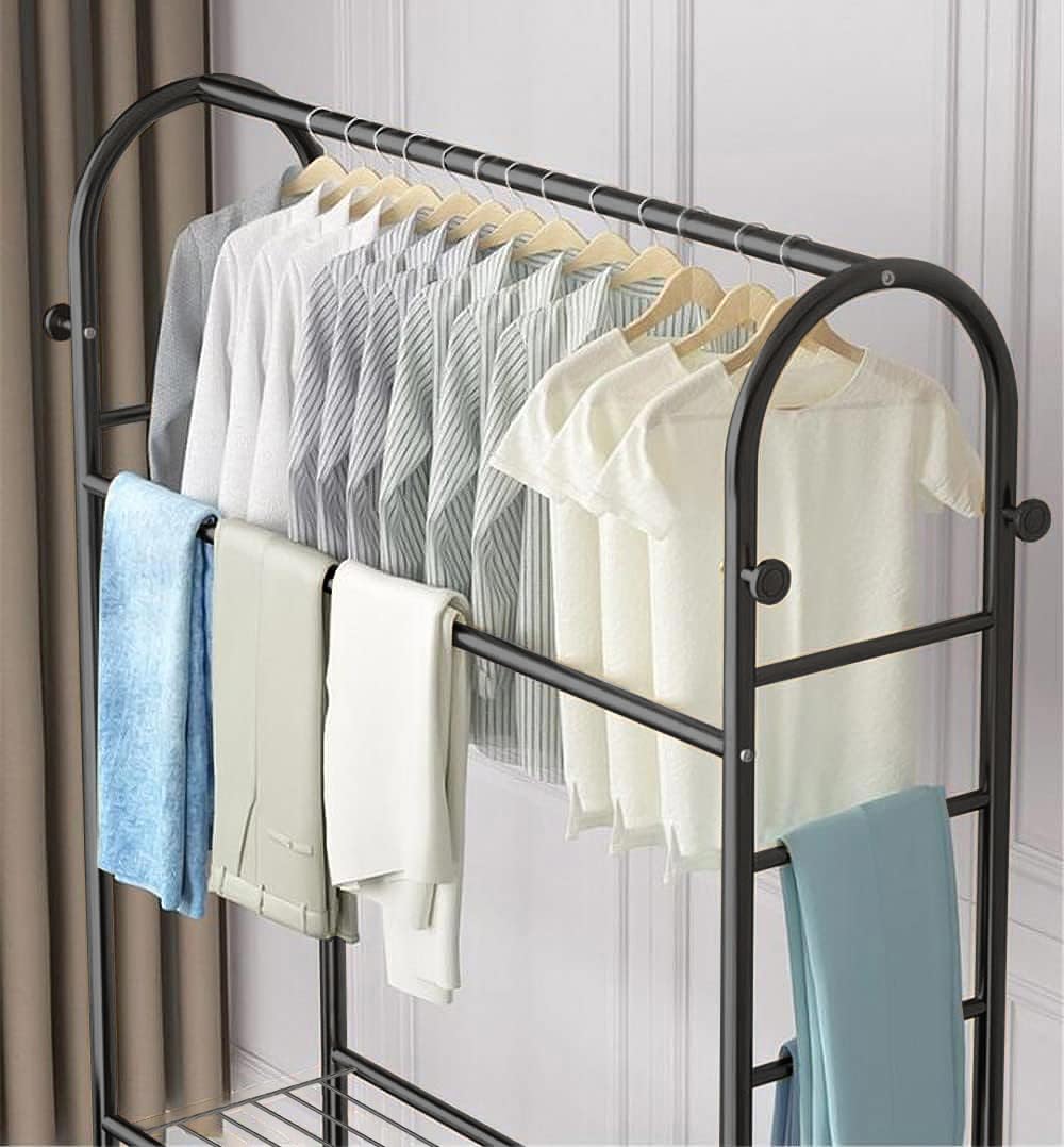 Lukzer Multifunctional Metal Garment Rack – A-Shape, 35x120x168cm (Gold/Black/White)