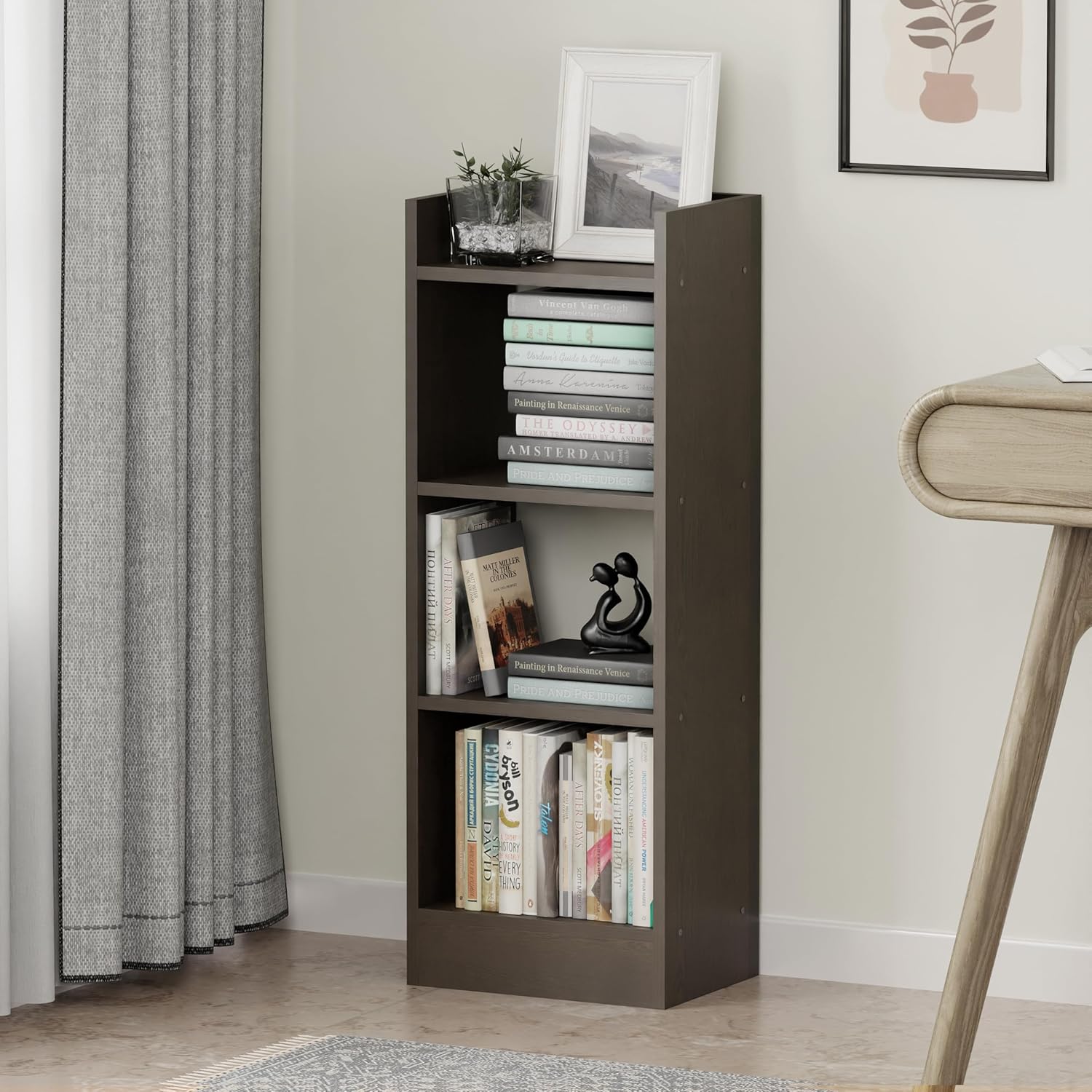 Lukzer 3-Layer Engineered Wood Multipurpose Rack &amp; Bookshelf – Light Oak, Oak, Brown, White, Wenge (MR-010, 90x33x24 cm)