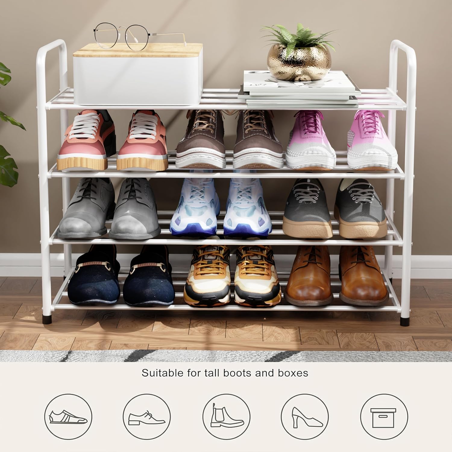 Lukzer Metal Shoe Rack &amp; Open Display Shelf – Durable Storage Organizer