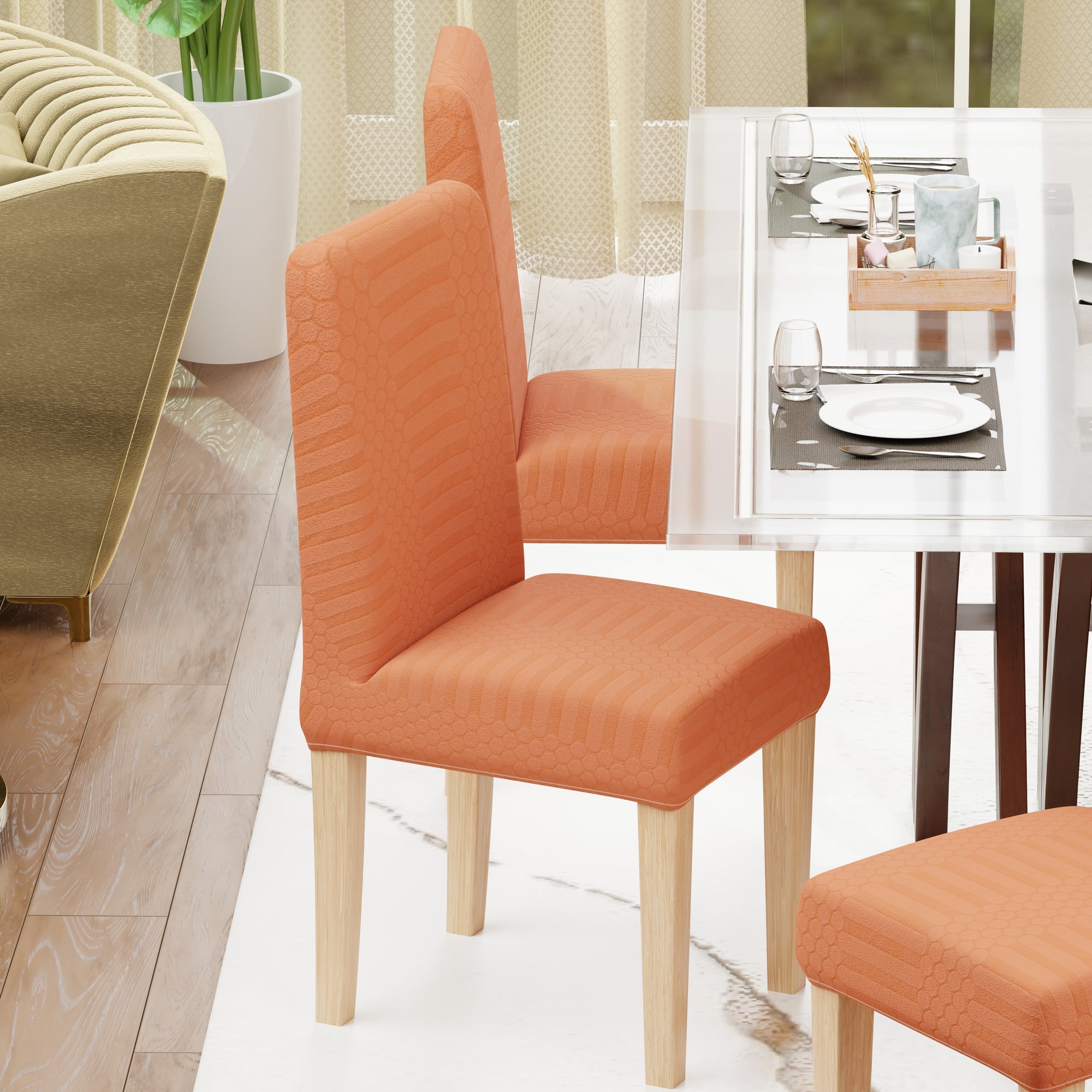 Jacquard Chair Covers (Pastel Dotted Stripe Pattern)