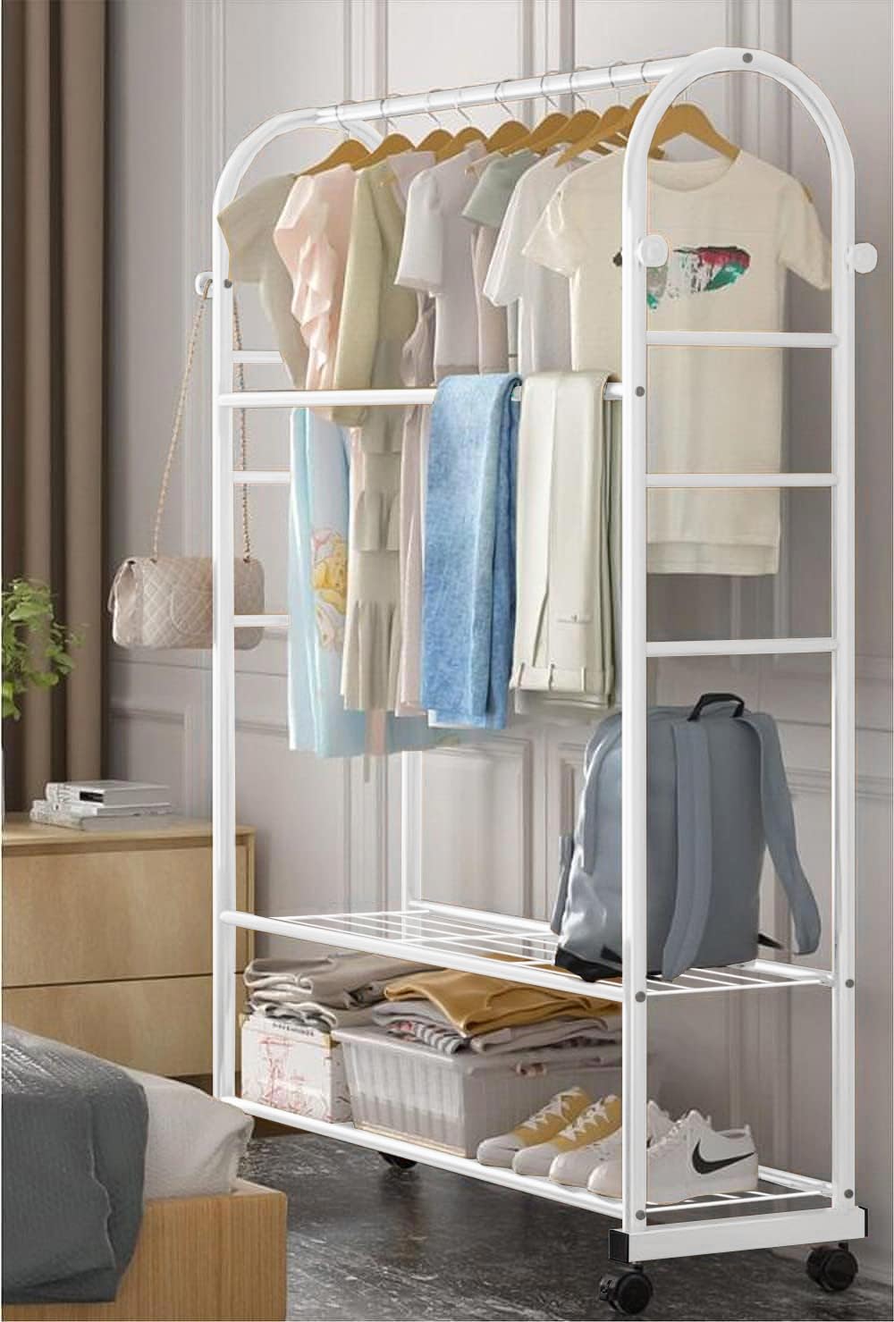 Lukzer Multifunctional Metal Garment Rack – A-Shape, 35x120x168cm (Gold/Black/White)
