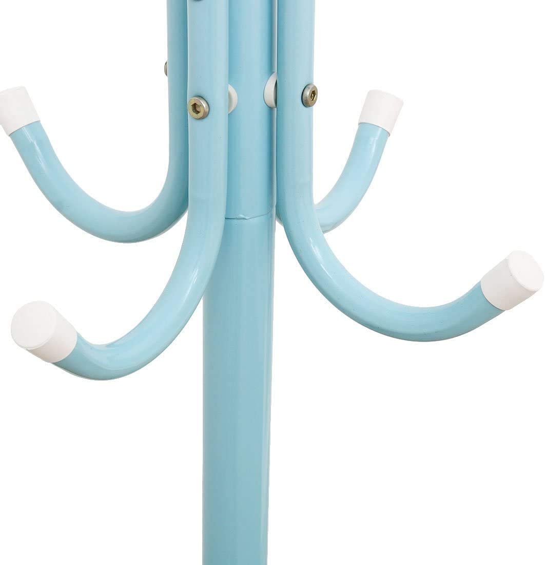 Lukzer 8-Hook Freestanding Metal Coat Stand – Stylish &amp; Durable (Blue/White/Black, 170x42cm