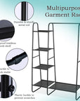 Lukzer Multi-Layer A-Frame Garment Rack – 5+1 Storage Shelves (Black, 150x100x39.5cm)