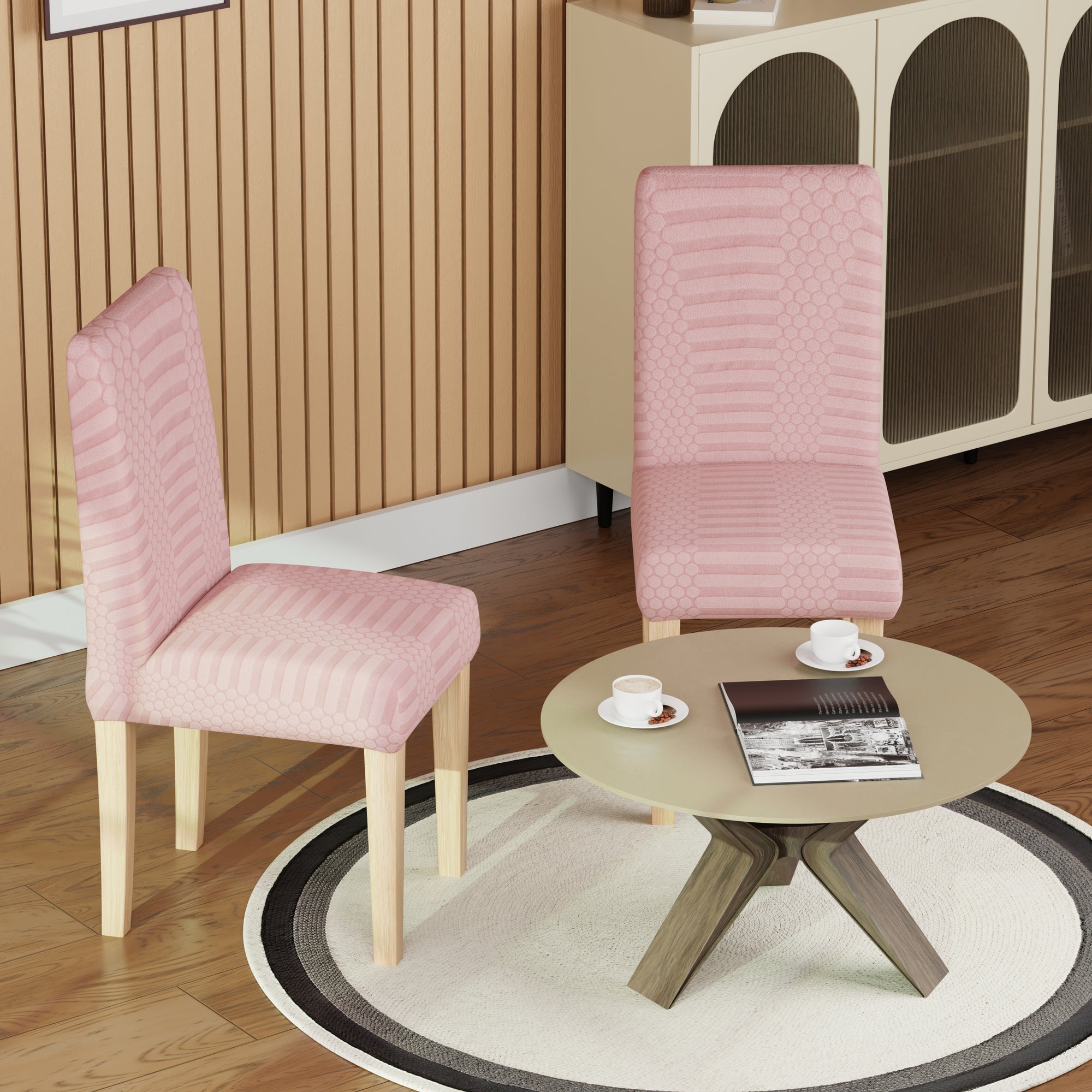 Jacquard Chair Covers (Pastel Dotted Stripe Pattern)