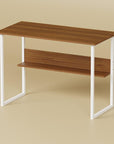Lukzer Metal Frame Computer Desk – Engineered Wood Top (White Frame/Oak Brown Board, Black Frame/White Board) (Model: STM-005)