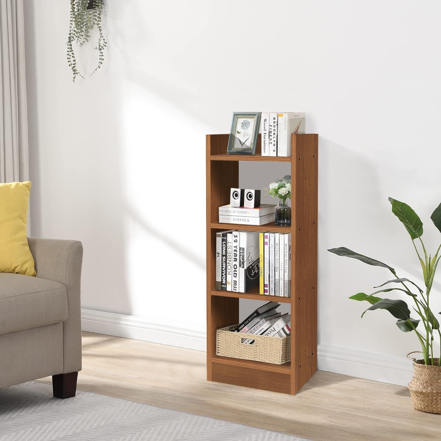 Lukzer 3-Layer Engineered Wood Multipurpose Rack &amp; Bookshelf – Light Oak, Oak, Brown, White, Wenge (MR-010, 90x33x24 cm)