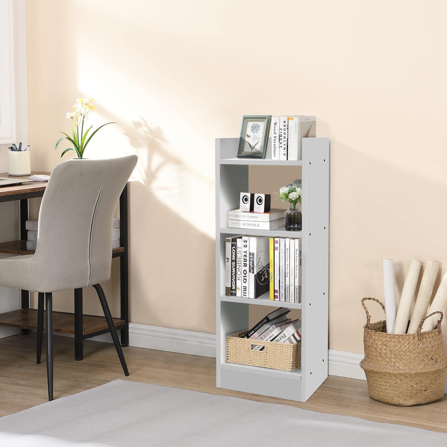 Lukzer 3-Layer Engineered Wood Multipurpose Rack &amp; Bookshelf – Light Oak, Oak, Brown, White, Wenge (MR-010, 90x33x24 cm)