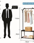 Lukzer Metal Garment Stand with 2 & 3 Bottom Shelves – Durable Clothing Organizer (Black/White)